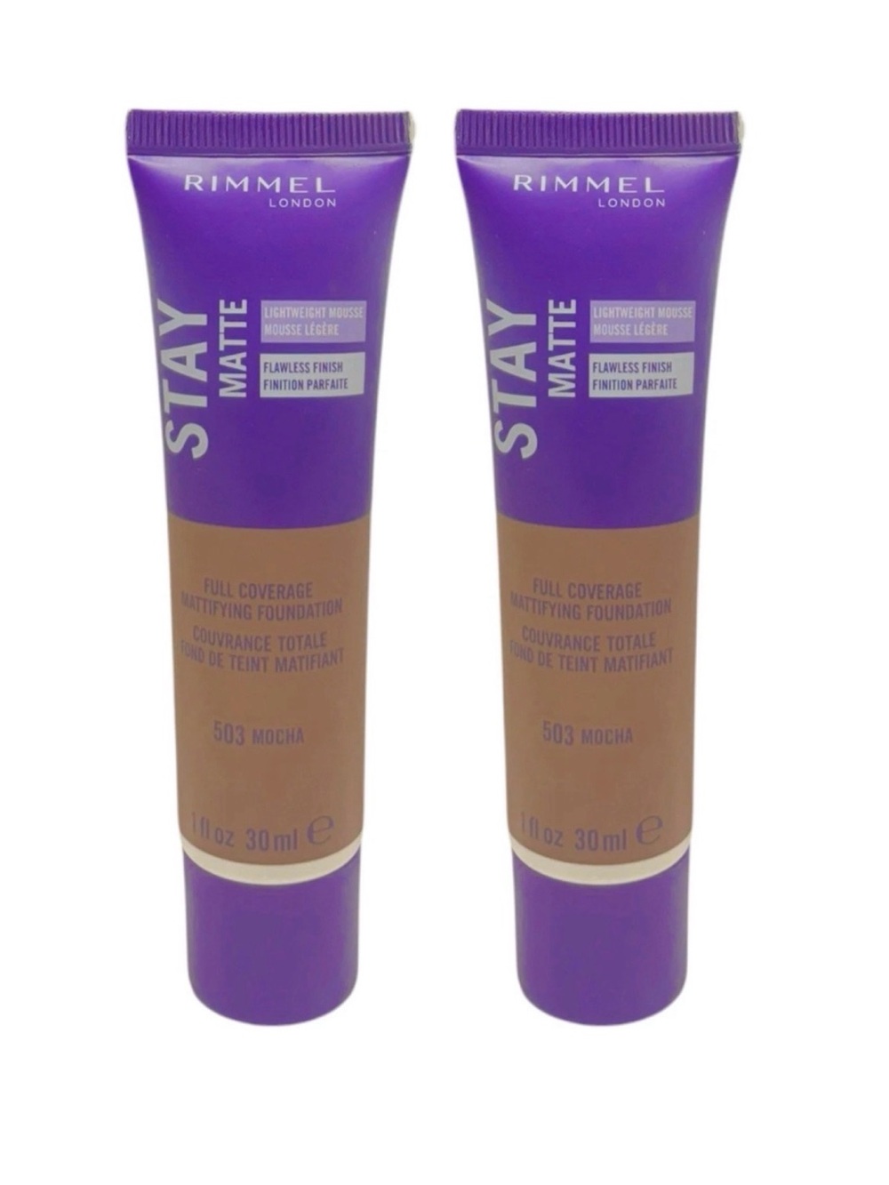 (2) Rimmel London Stay Matte Mattifying Foundation Lightweight 503 MOCHA 1 fl oz